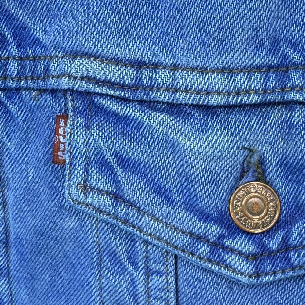 Vintage Levi's Blanket‎ Lined Denim Jacket Cobalt Blue Overdye 90s L Steetwear - Picture 6 of 8